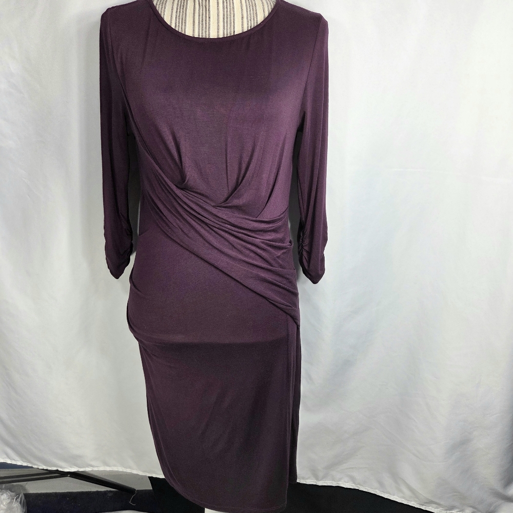 Kut from the Kloth Maroon 3/4 Sleeve Ruched Cuffs Wrap Style Front Dress Size 6